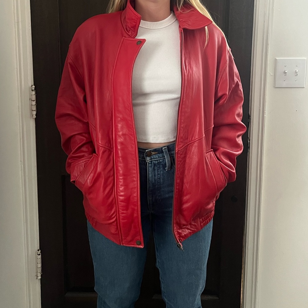 Studio Sienna Red Leather Jacket. Vintage. Size Medium.